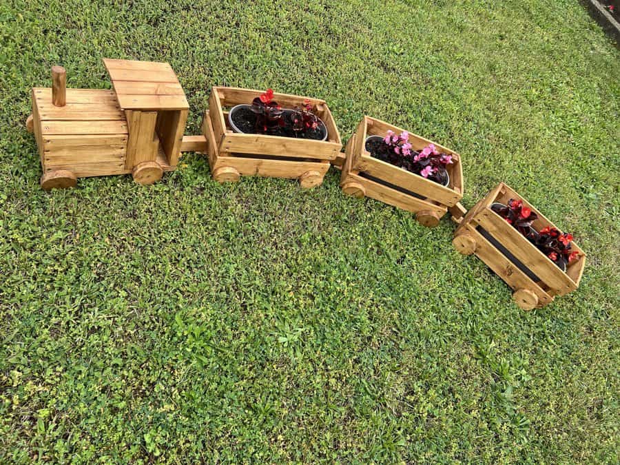 Wooden Train Planter