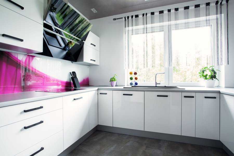 White cabinets with black handles