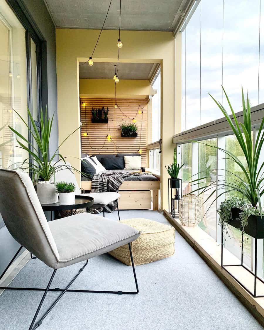 Apartment patio with plants