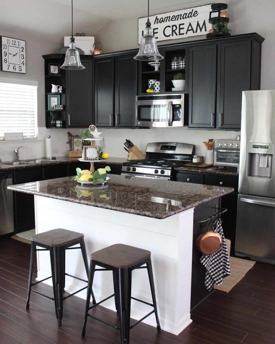 Farmhouse kitchen with wordy wall art