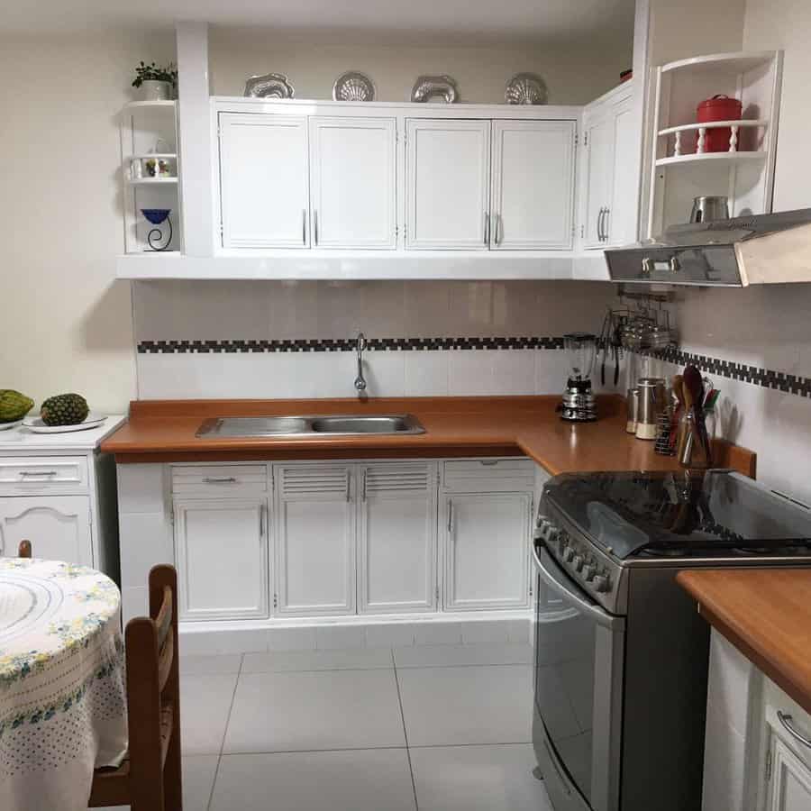 Open end shelves to kitchen cabinets