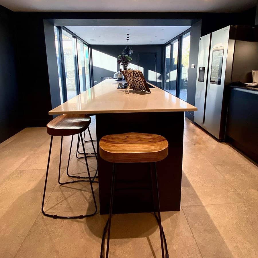 Waterfall kitchen island