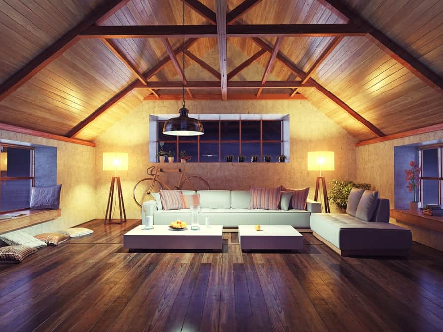Dark wood floor in loft