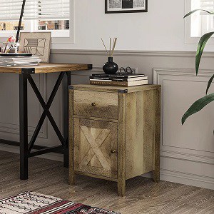 Eduardt One-Drawer Nightstand in Rustic Oak