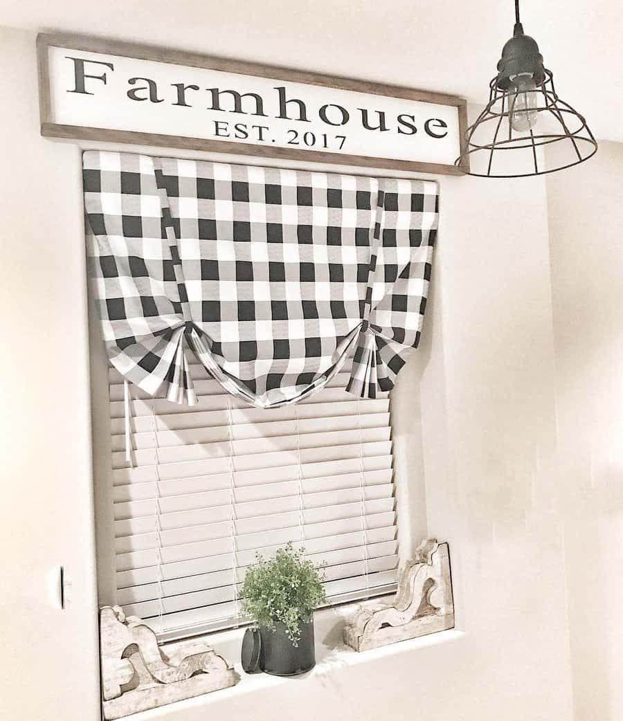 Farmhouse gingham valance curtain 