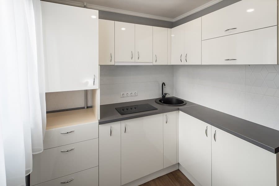 Minimalist white kitchen cabinets