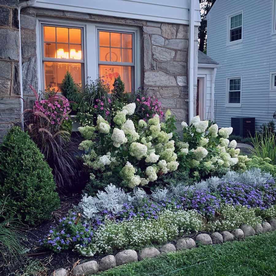 Hydrangeas flower bed