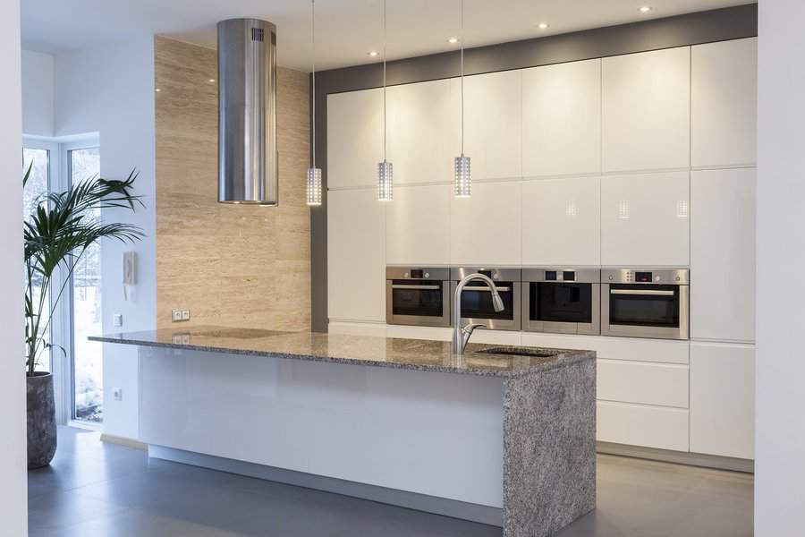 Modern high gloss white cabinets