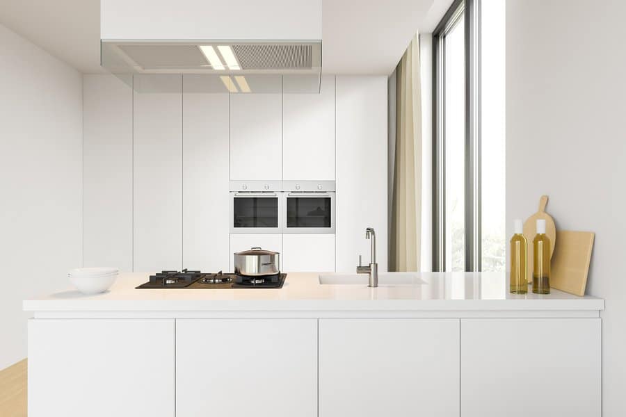 Minimalist white kitchen cabinets