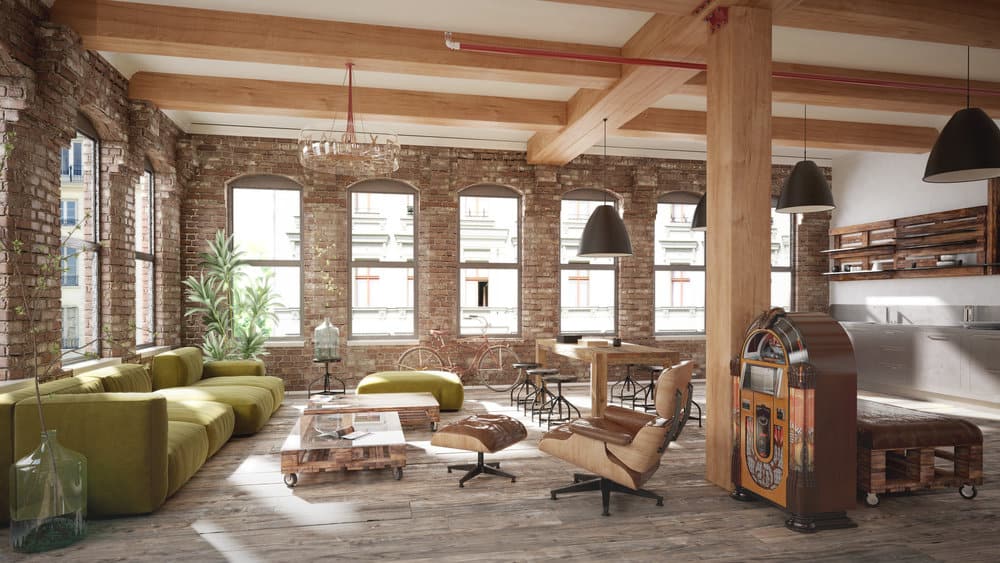Furniture Rustic Living Room Ideas 3 Loft style living space with brick walls and industrial accents