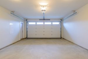 Garage with light on ceiling