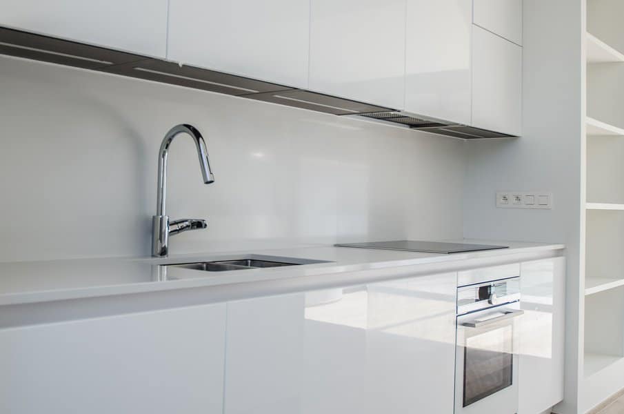 modern high-gloss white cabinets