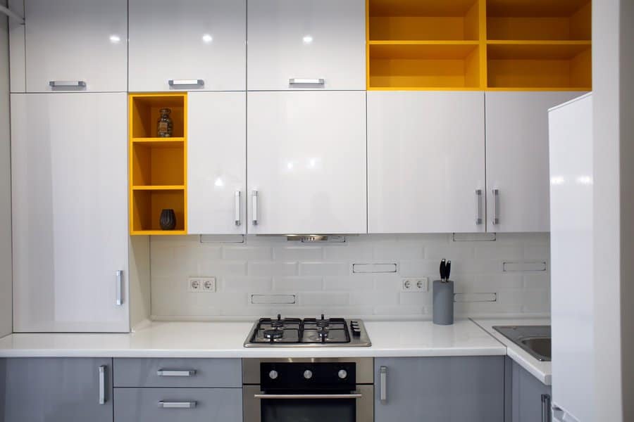Modern high gloss white cabinets