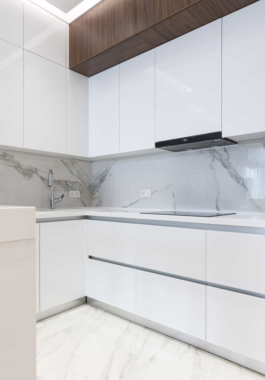 Modern high gloss white cabinets