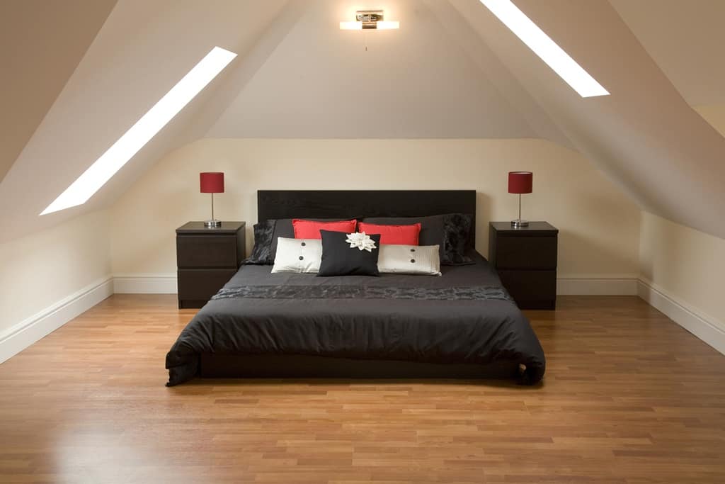 bedroom with slanted walls