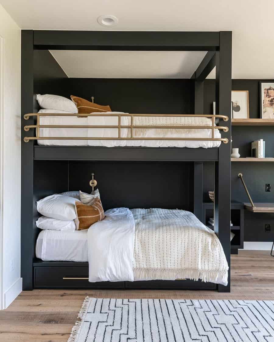 Black and white bedroom with gold details