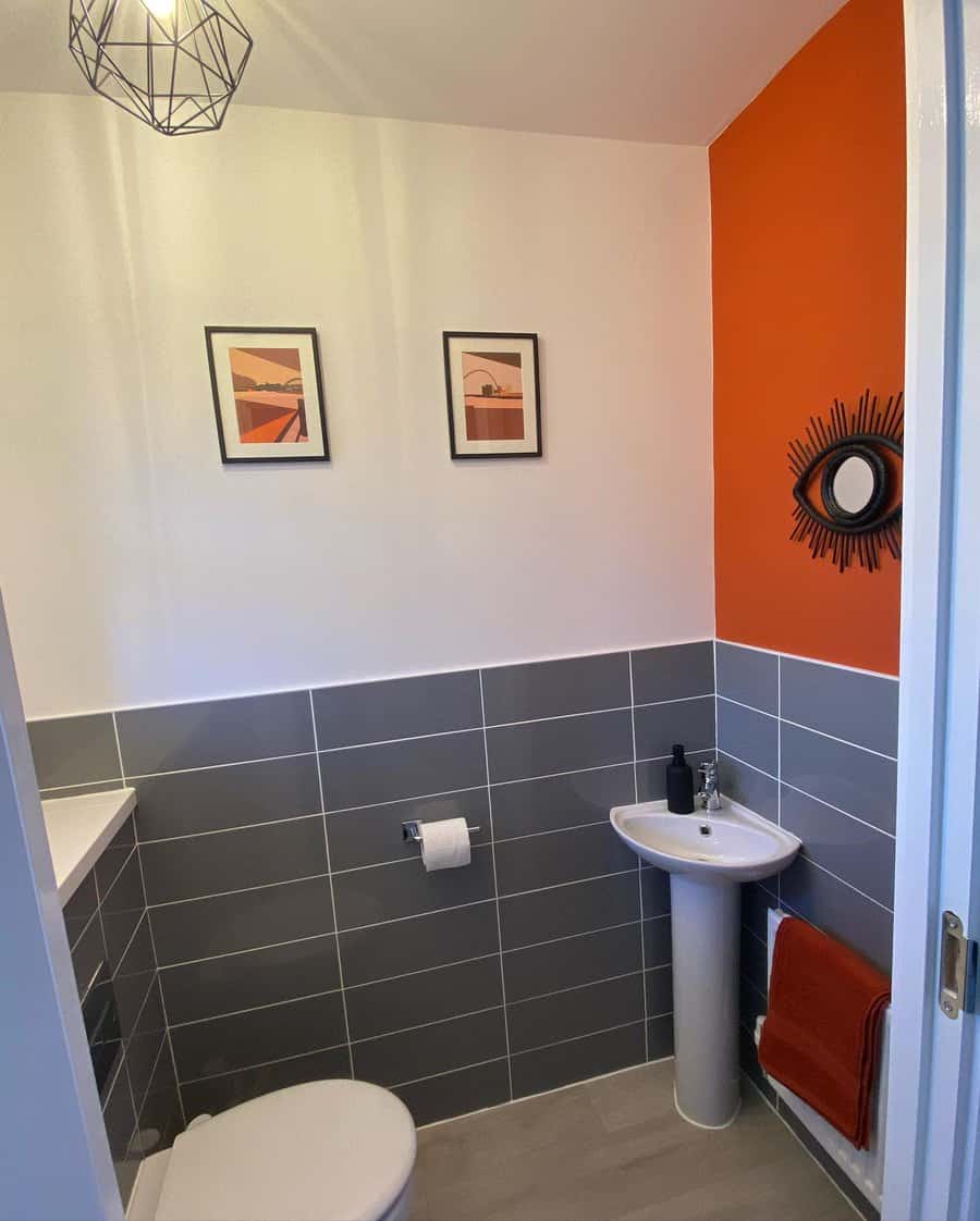 Bright orange bathroom walls