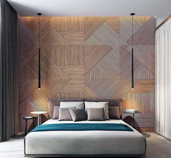 Wood panel accent wall decor