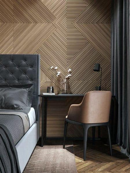 Wood panel accent wall decor