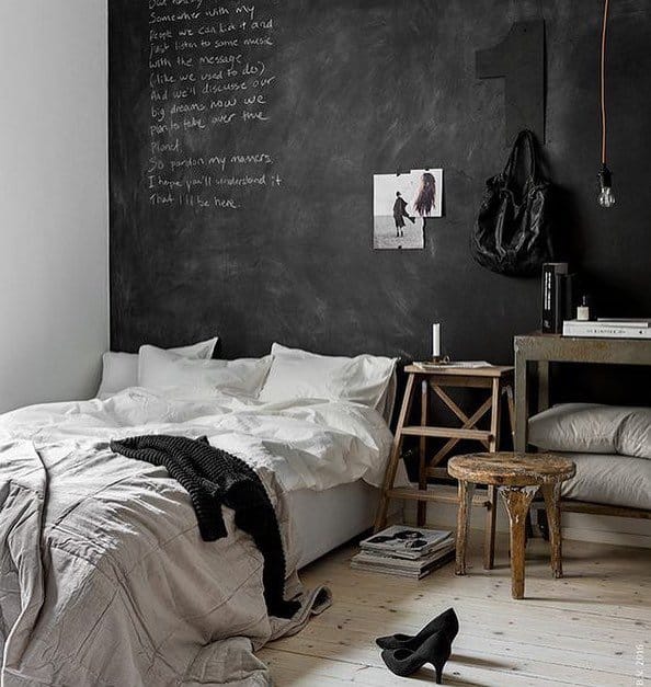 Farmhouse black and white bedroom