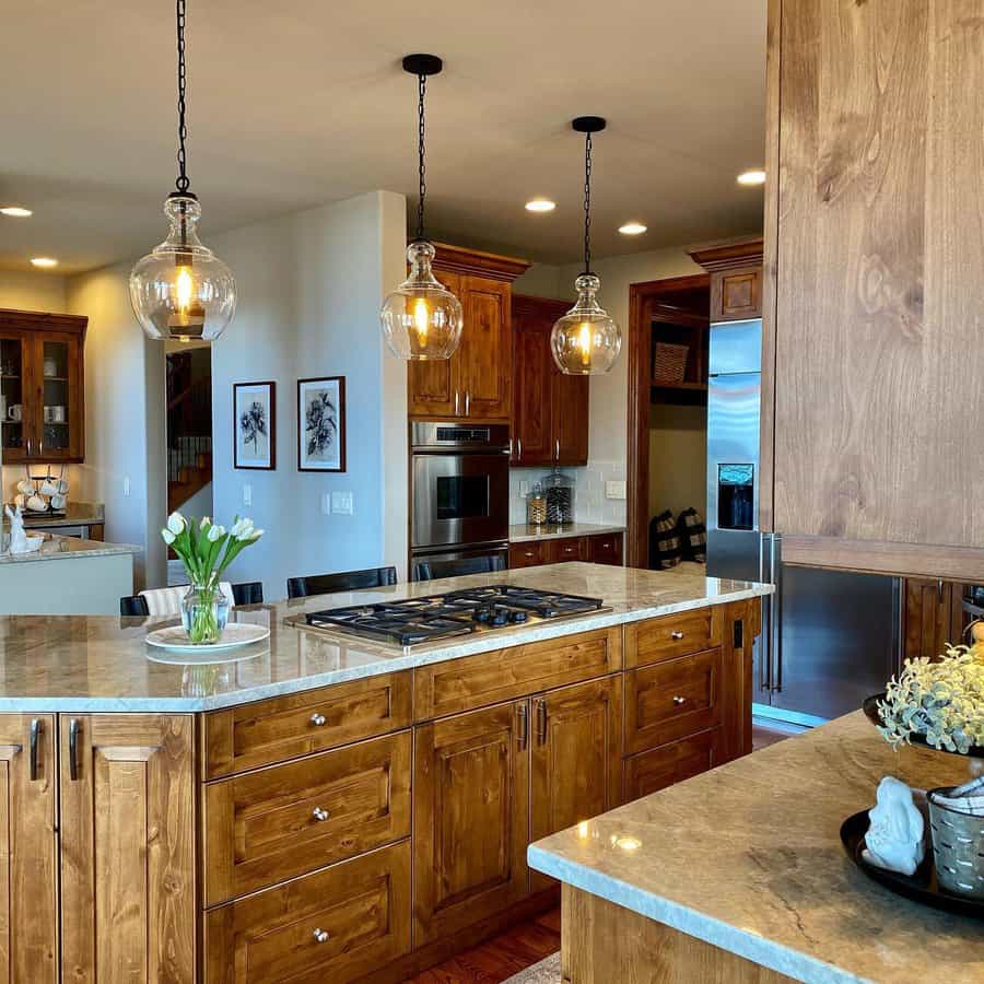 Farmhouse kitchen with pendant lights