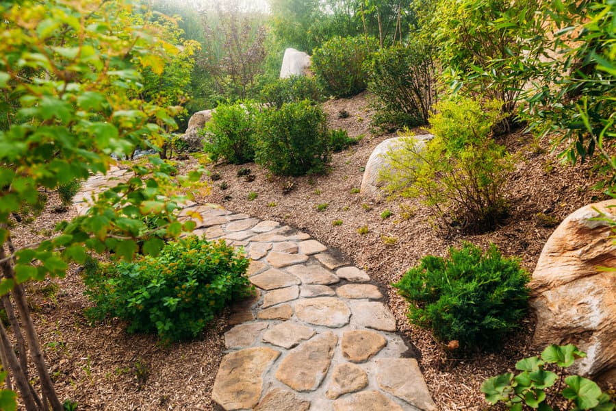 Cobblestone garden path