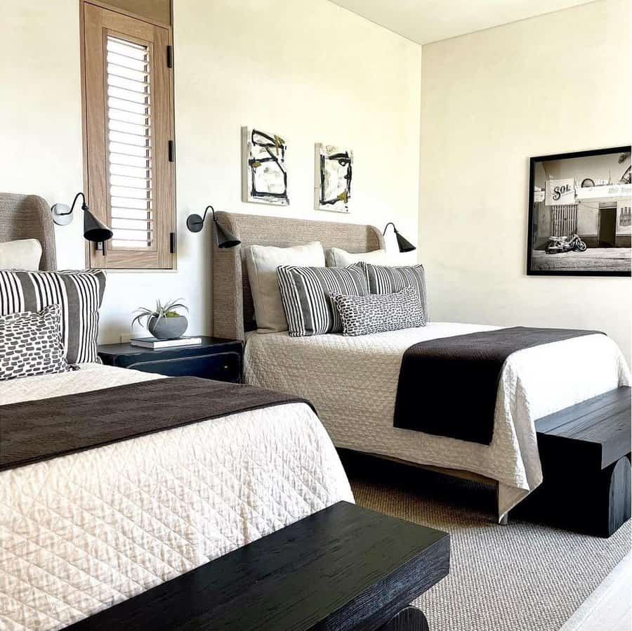Farmhouse black and white bedroom