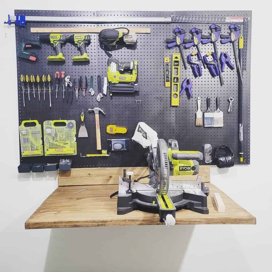 Peg board with work bench