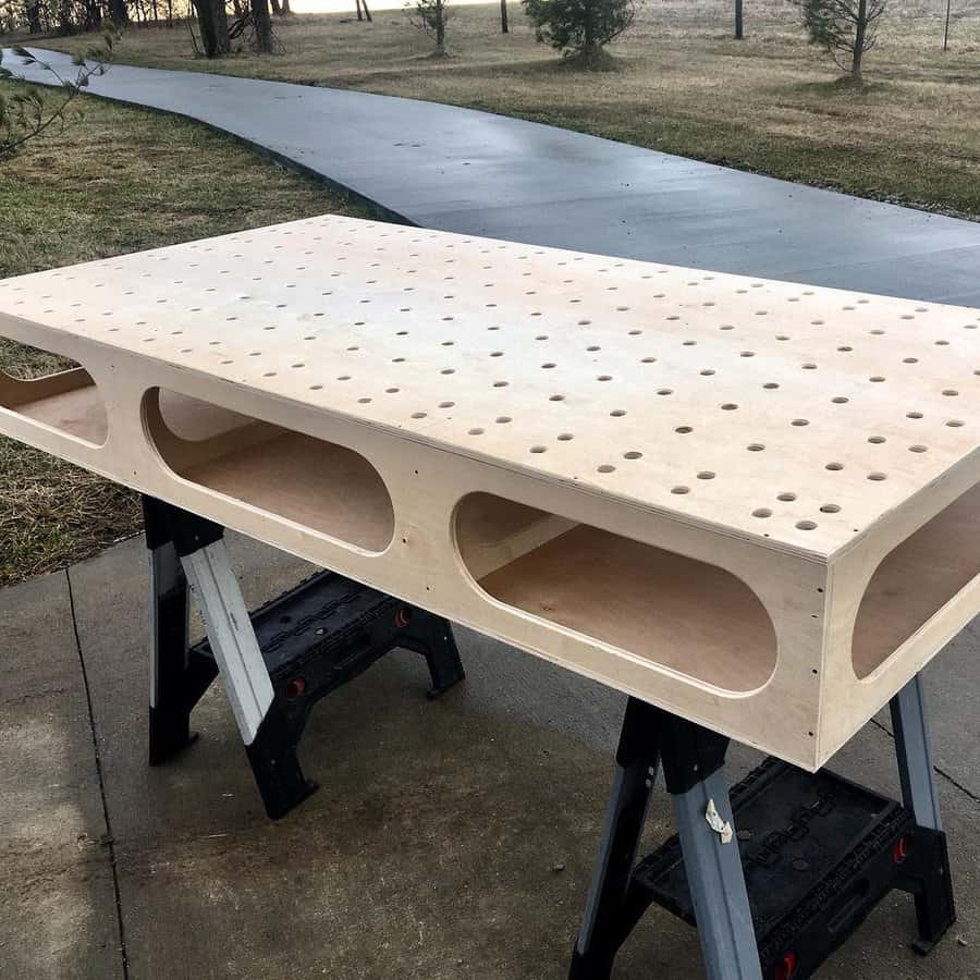 Peg board with side shelf