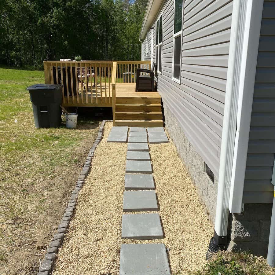 Backyard landscaping with stepping stones