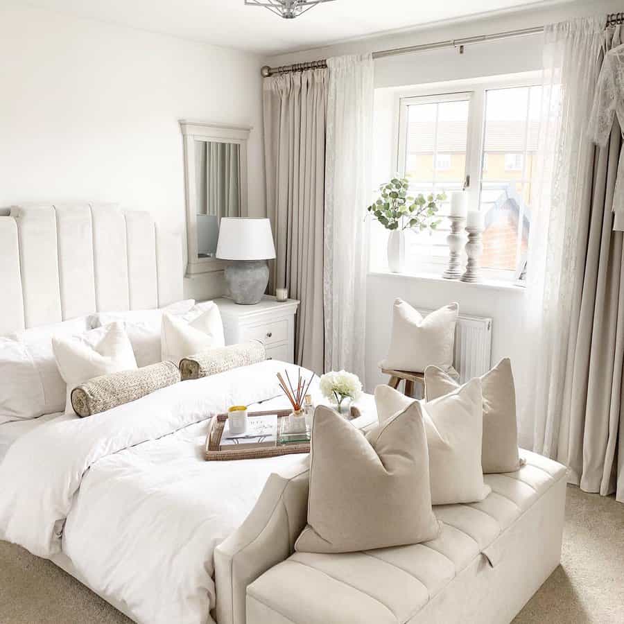 Pure and serene white bedroom