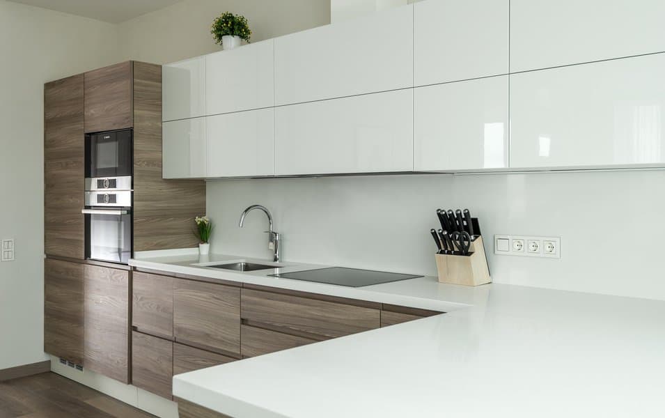 Modern high gloss white cabinets