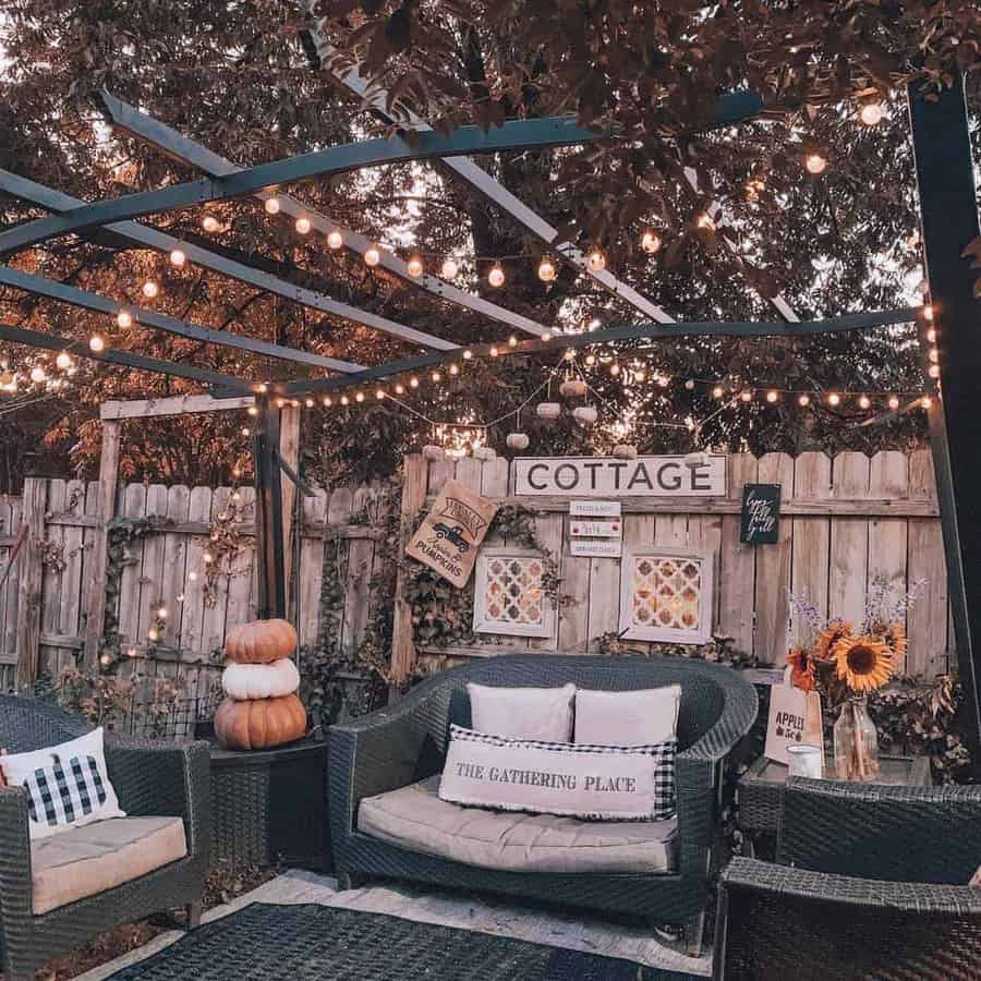 Patio with string lights