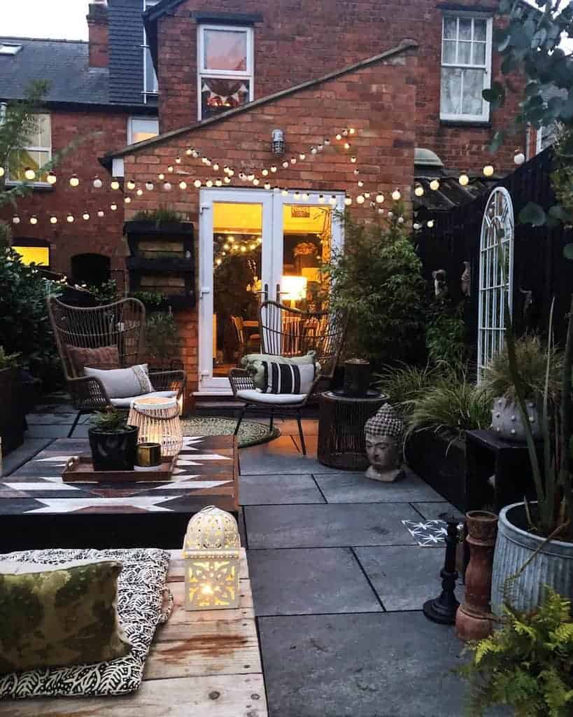 Patio with string lights