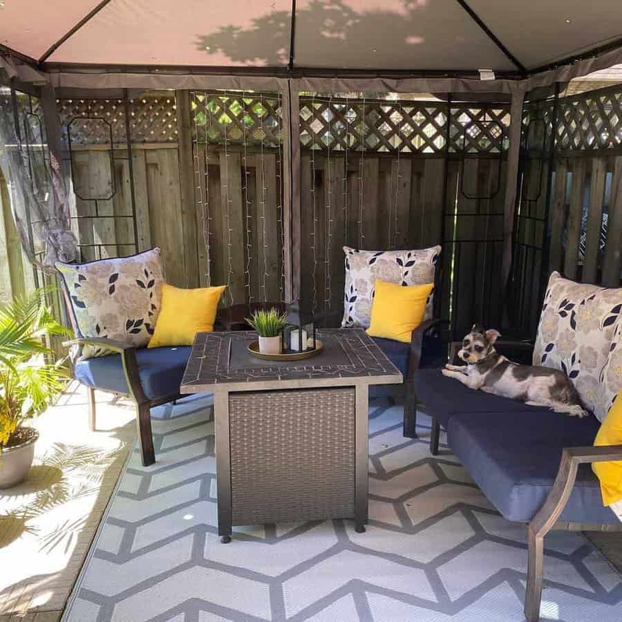 Patio with decorative flooring